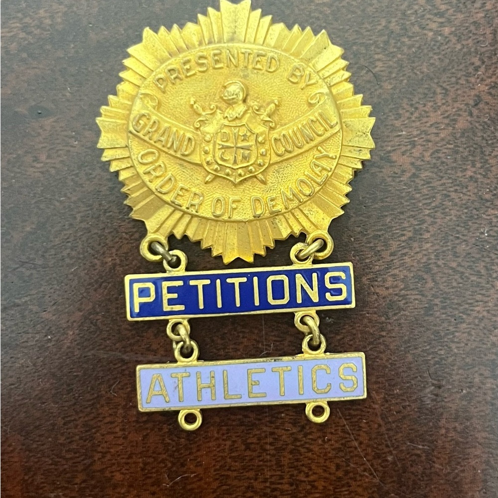 Order of DeMolay Gold And Blue Medal Petitions Athletics Vintage